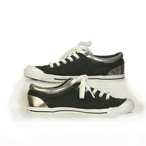 coach Shoes - Coach Silver and Black Sneaker Tennis Shoe Size 8